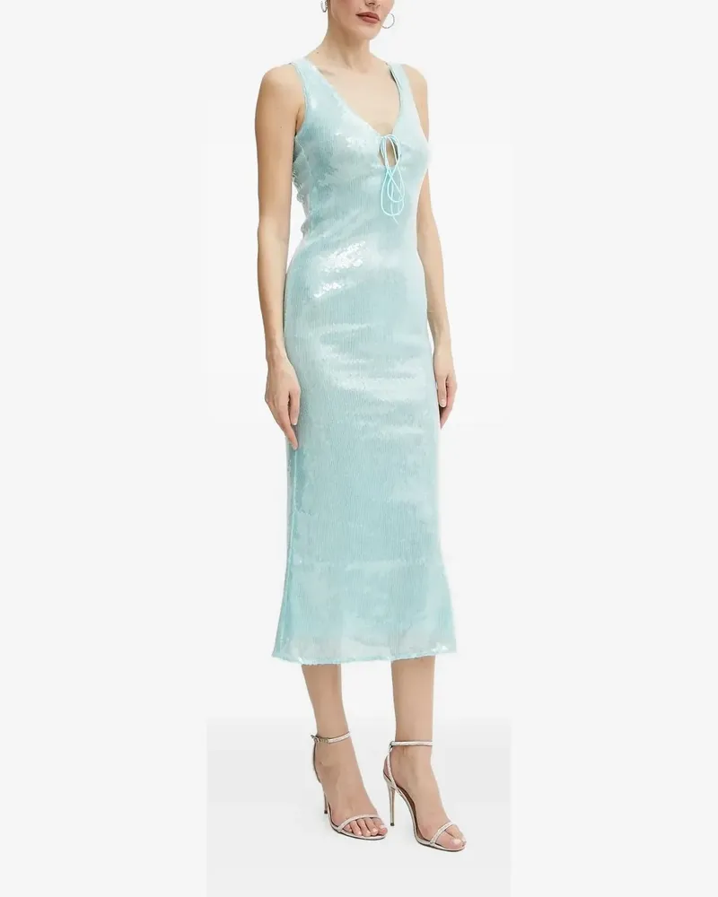 Bardot Pailletten-Midikleid mit Schnürung - Blau Blau