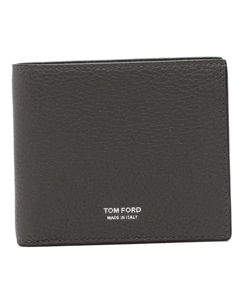 Tom Ford logo-print grained leather wallet - Grau Grau
