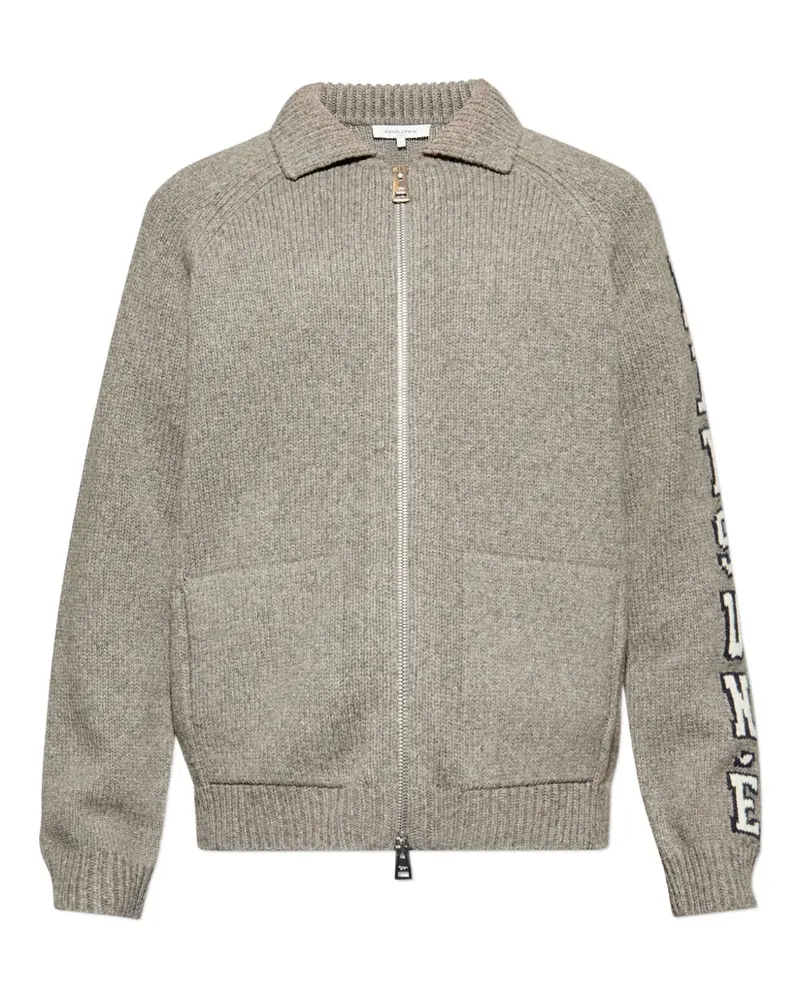 Kitsuné zip lettering cardigan - Grau Grau