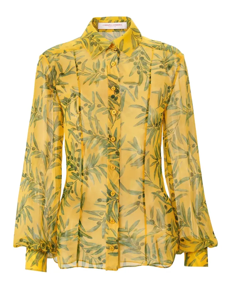 Carolina Herrera New York olive branch-print shirt - Gelb Gelb