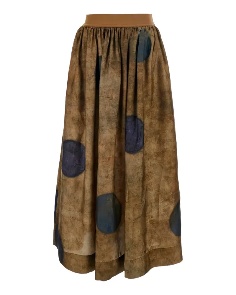 Uma Wang polka-dot pleated midi skirt - Nude Nude