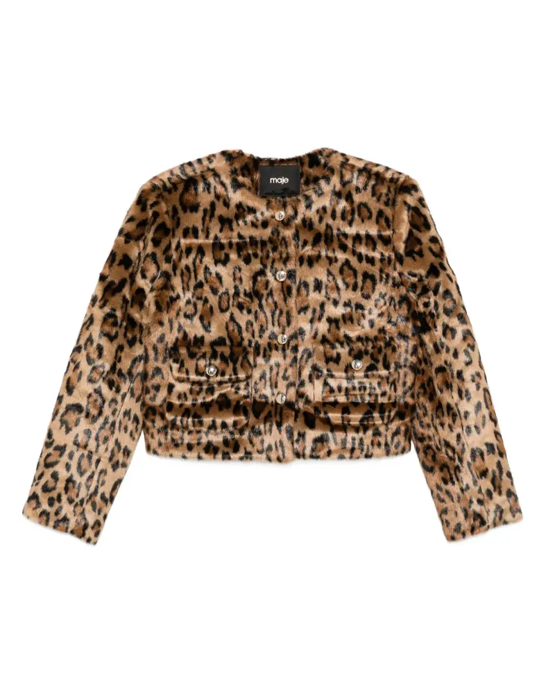 Maje Jacke mit Leoparden-Print - Braun Braun