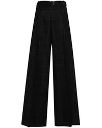 Sacai Karierte Wide-Leg-Hose Schwarz