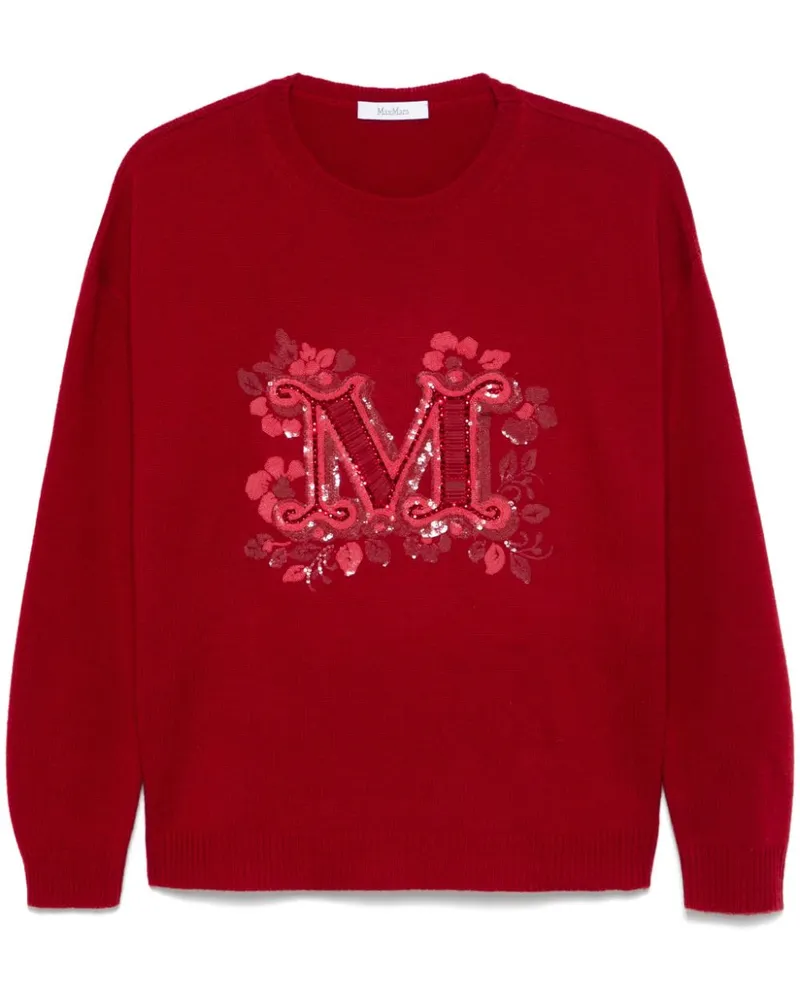 Max Mara Pullover mit Pailletten - Rot Rot