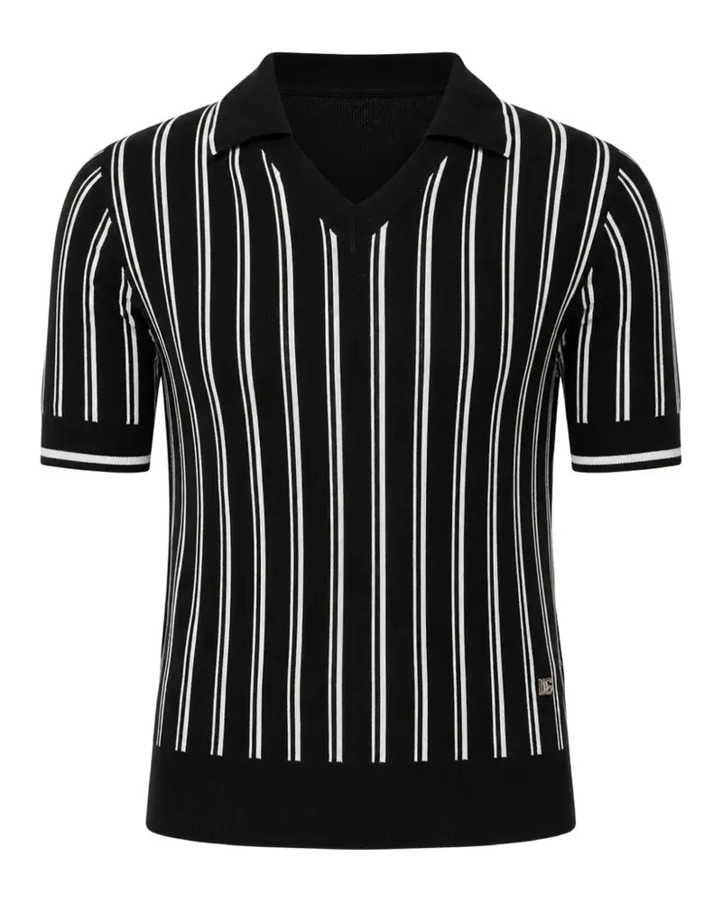 Dolce & Gabbana Gestreiftes T-Shirt mit rundem Ausschnitt - Schwarz Schwarz