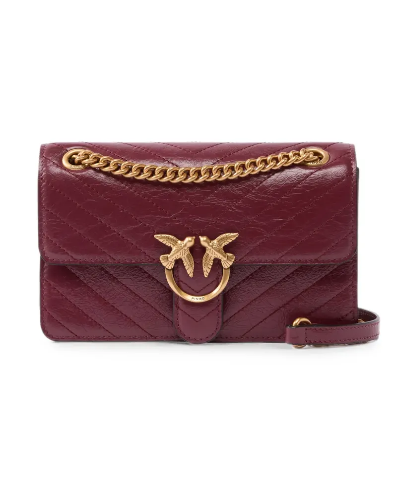 Pinko Love Birds Schultertasche mit Chevron-Steppung - Rot Rot