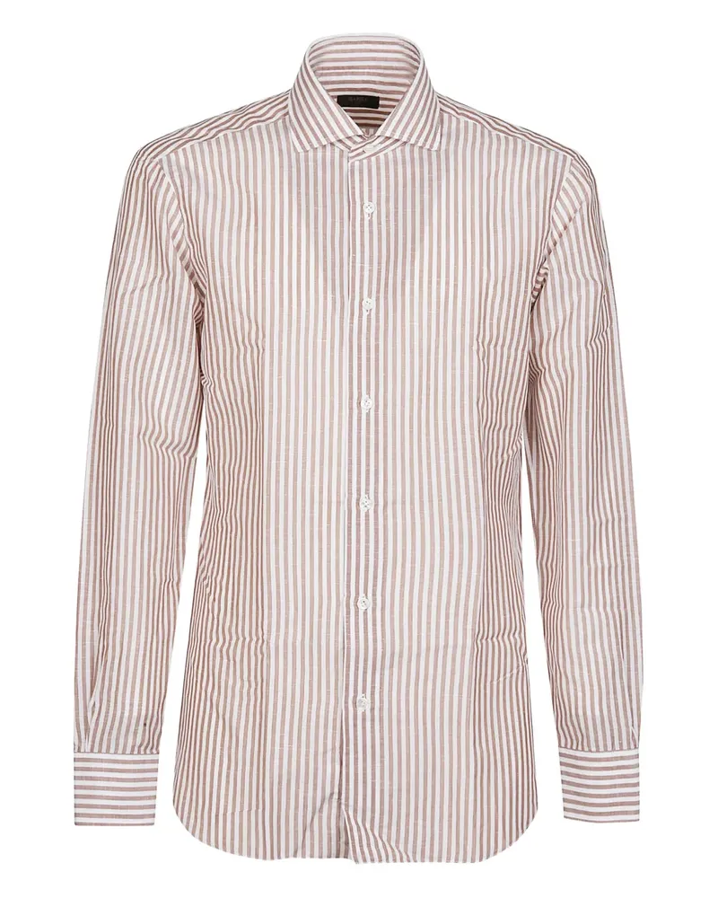 BARBA Gestreiftes Hemd - Braun Braun