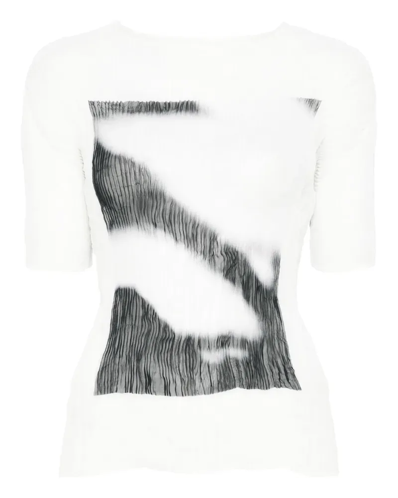 Issey Miyake Top mit Falten - Weiß Weiß