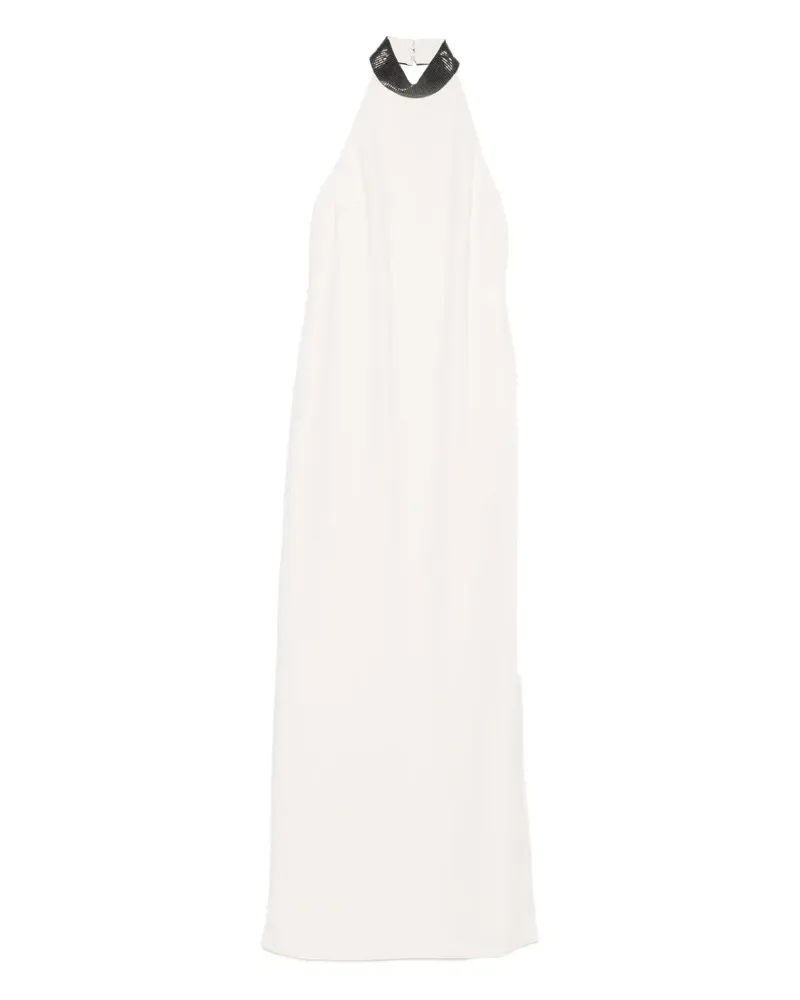 Brunello Cucinelli Verziertes Neckholder-Kleid - Weiß Weiß