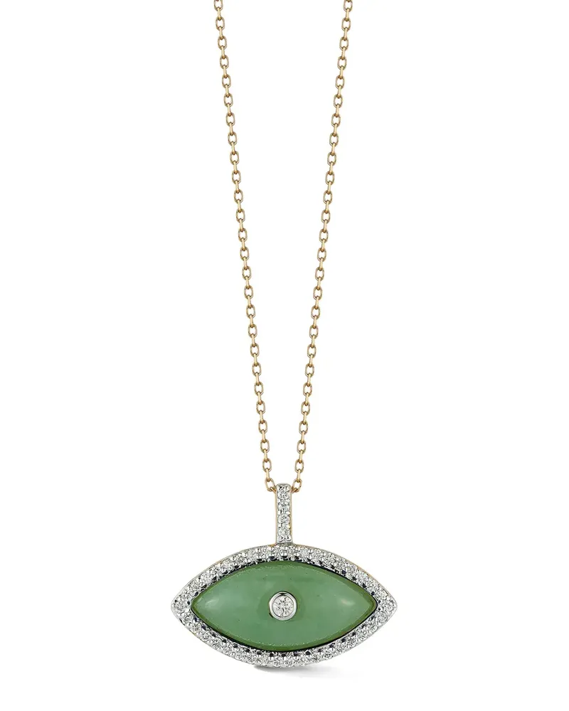 MATEO 14kt Eve Jade Goldhalskette - Grün Grün