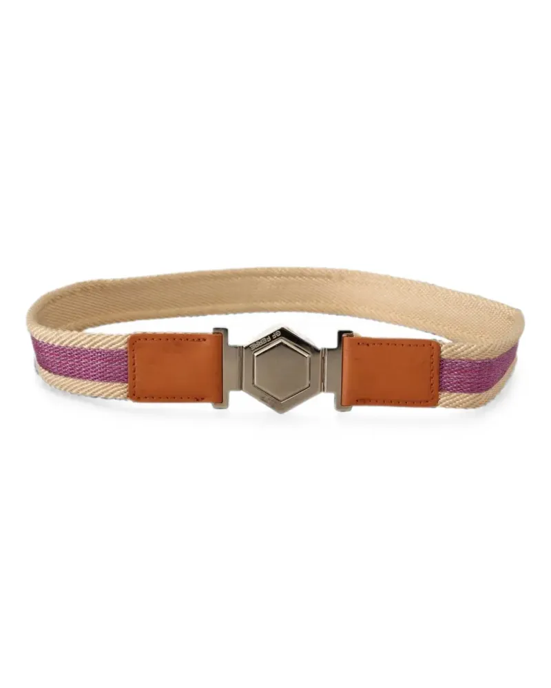 Gianfranco Ferré hexagon-buckle woven belt - Nude Nude