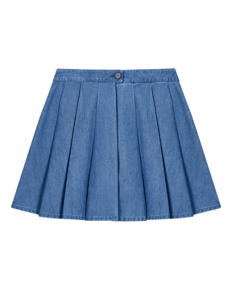 Emporio Armani Eagle Club pleated denim shorts - Blau Blau