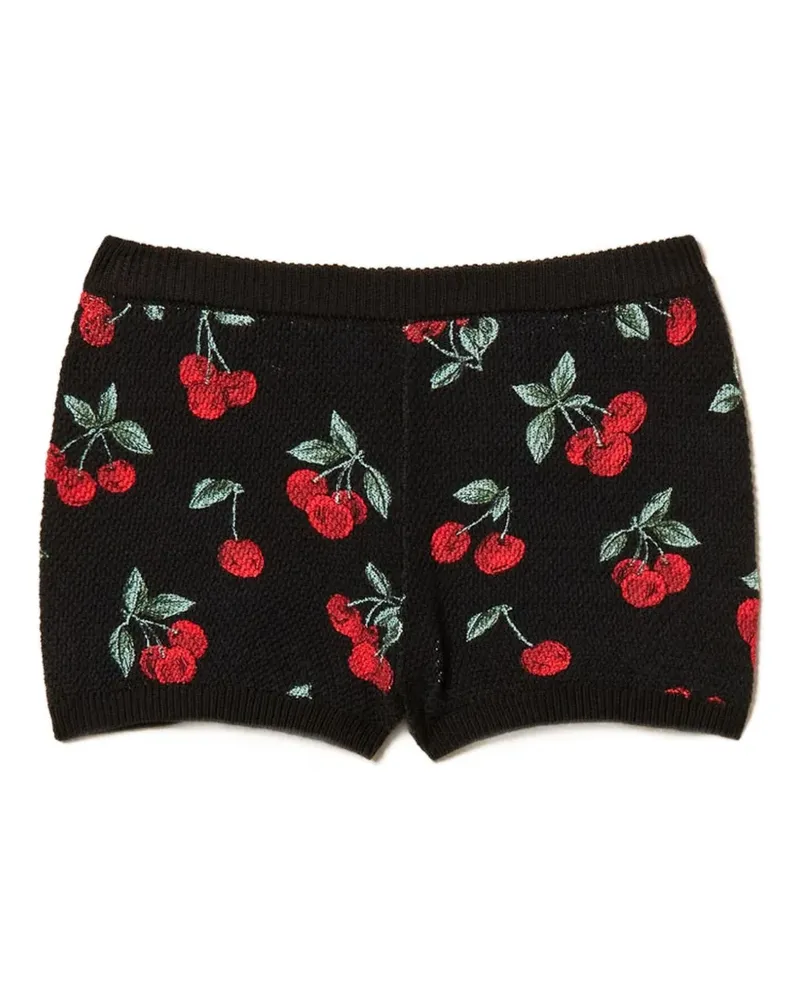 Twin-Set Shorts mit Kirschmuster - Schwarz Schwarz