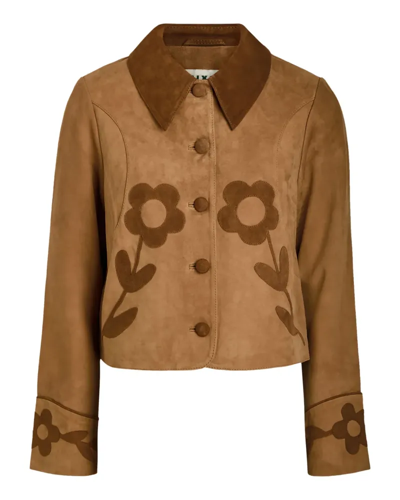 RIXO flower-appliqué suede jacket - Braun Braun