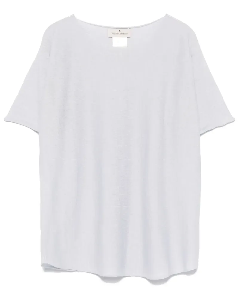 Bruno Manetti T-Shirt mit offenem Saum - Blau Blau
