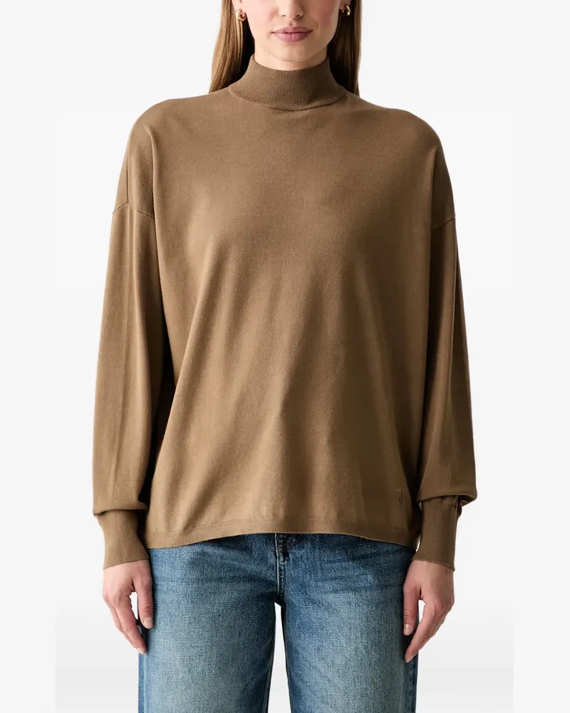Trussardi V-Ausschnitt-Pullover mit überschnittenen Schultern - Braun Braun