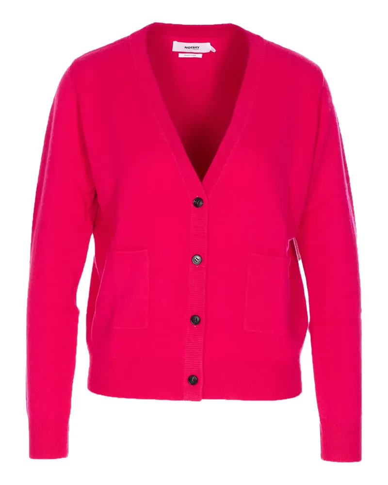 Not Shy Cardigan mit V-Ausschnitt - Rosa Rosa