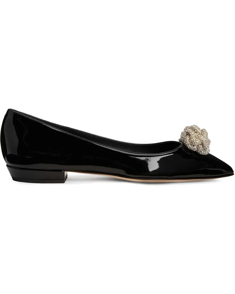 Giuseppe Zanotti Ballerinas mit Kristallen - Schwarz Schwarz