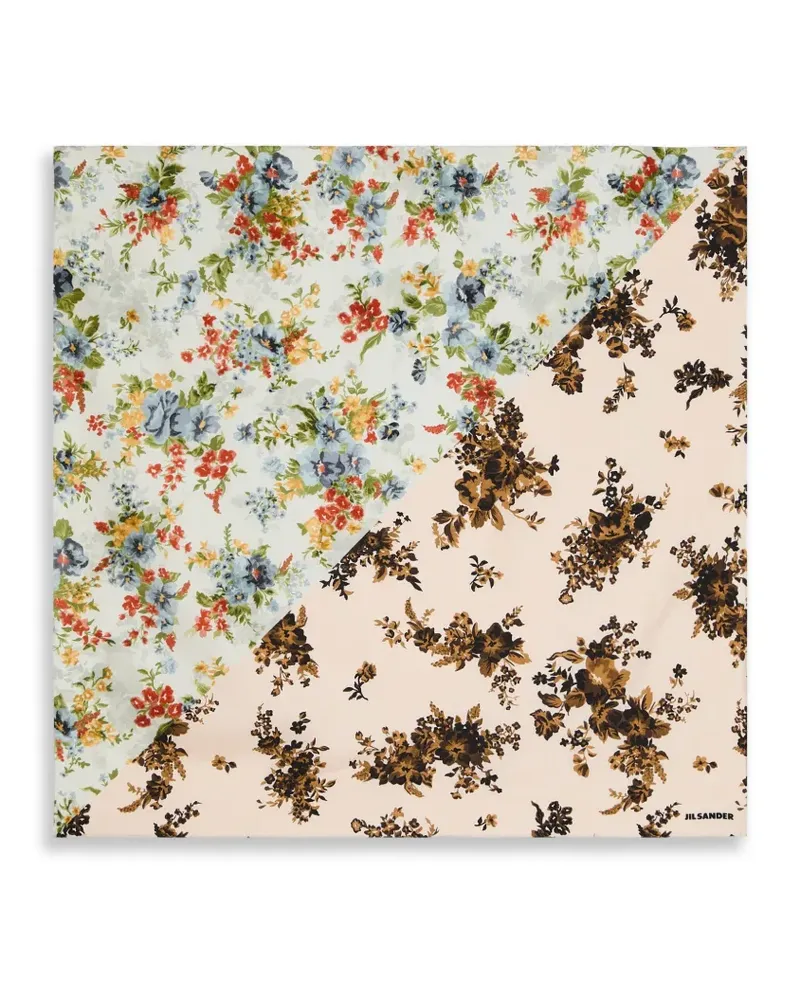 Jil Sander Seidenschal mit Blumenprint - Rosa Rosa