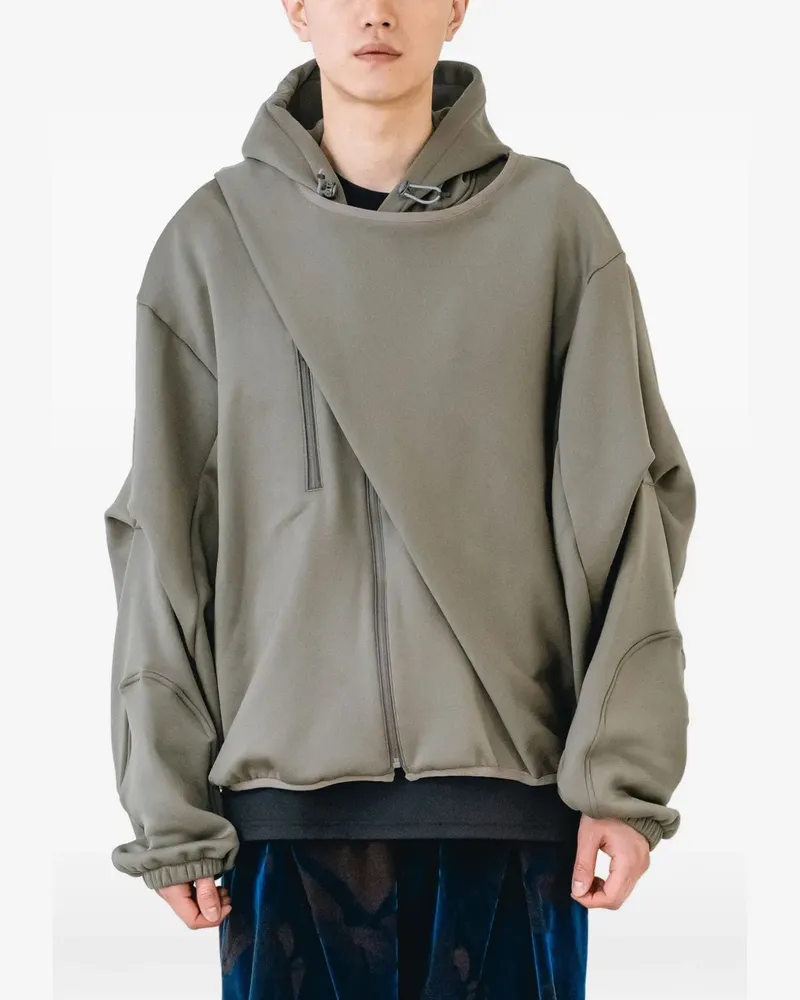 Yoshio Kubo layered Sash hoodie - Grau Grau