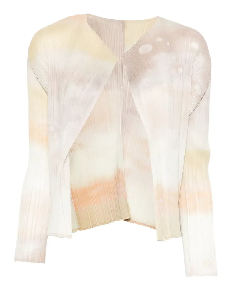 Issey Miyake pleated abstract-print jacket - Nude Nude