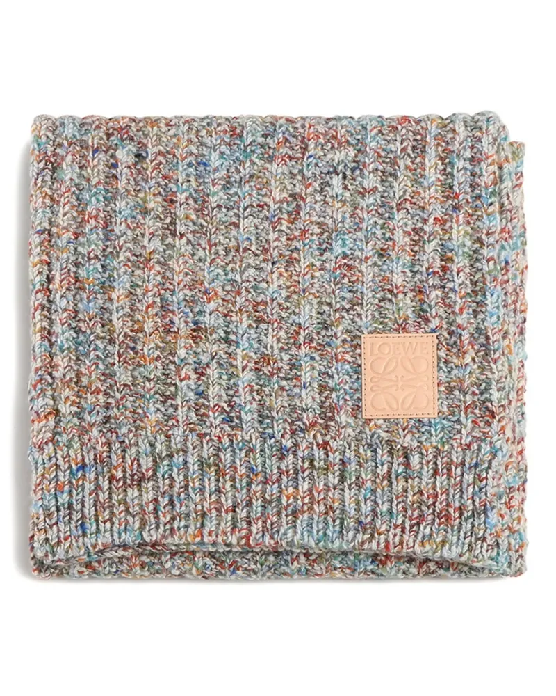 Loewe logo-patch ribbed scarf - Nude Nude