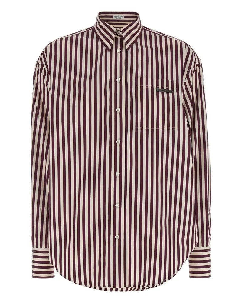 Brunello Cucinelli Gestreiftes Hemd - Braun Braun