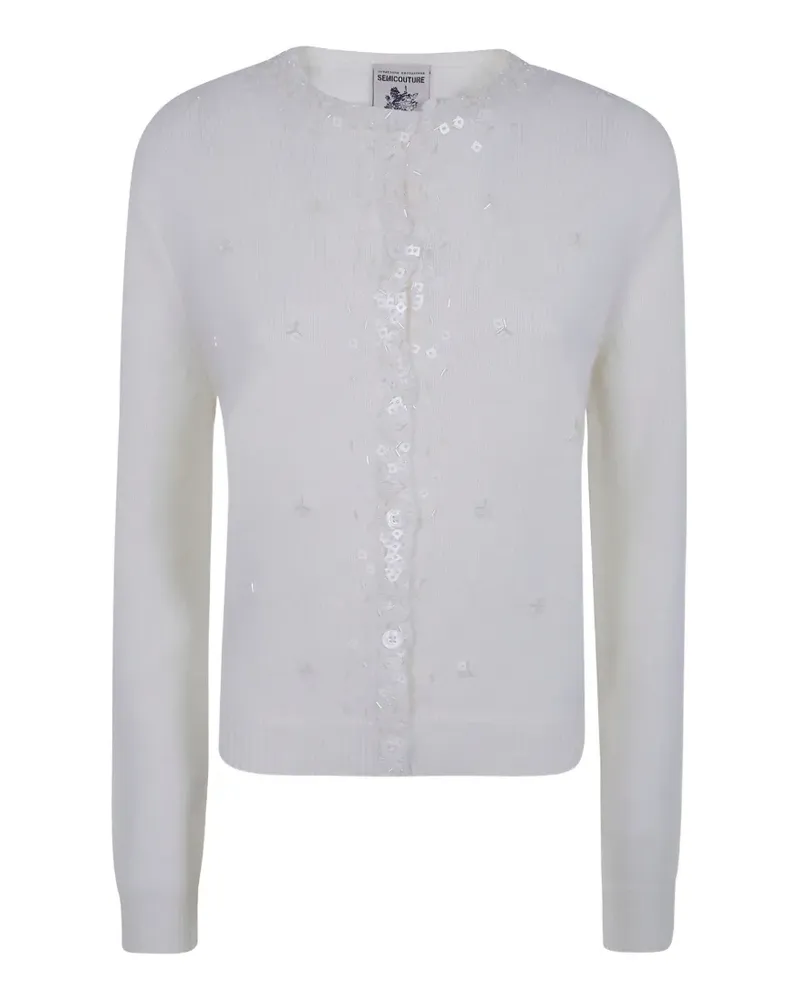 Semicouture Gipsy sequin-embellished bead-detail cardigan - Nude Nude
