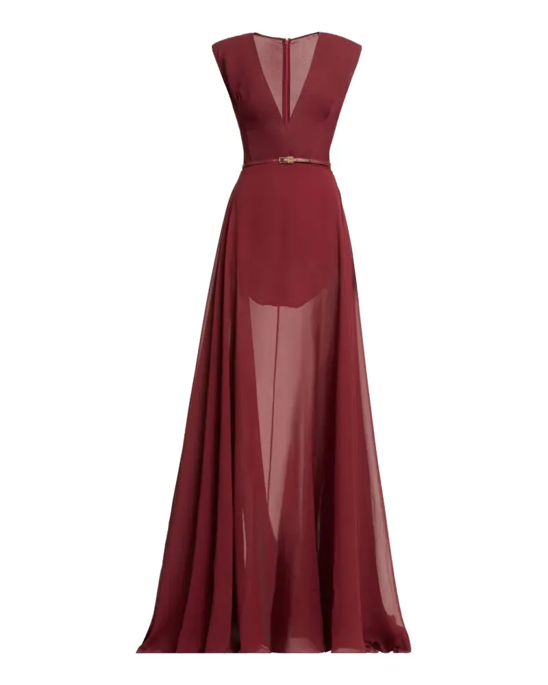 Elie Saab Maxikleid mit V-Ausschnitt - Rot Rot