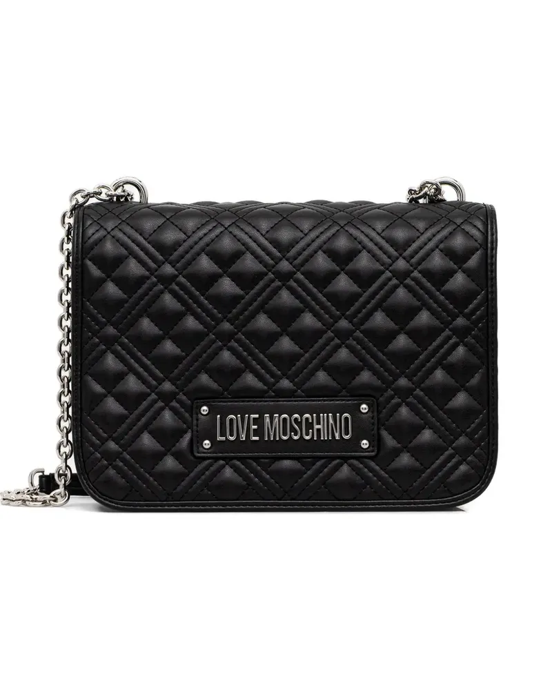 Moschino Gesteppte Schultertasche mit Kettenriemen - Schwarz Schwarz