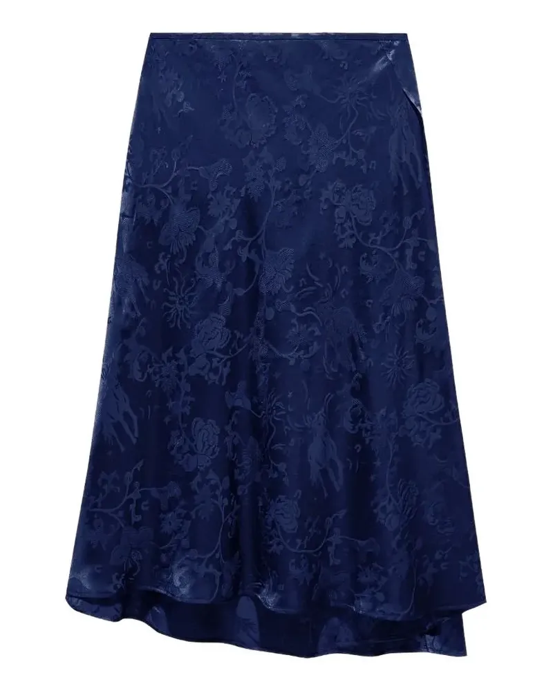 Shanghai Tang Tang jacquard floral-motif midi skirt - Blau Blau