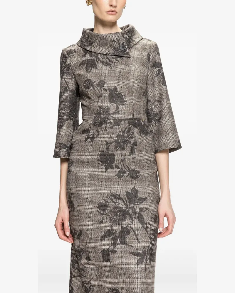NISSA floral-print midi dress - Grau Grau
