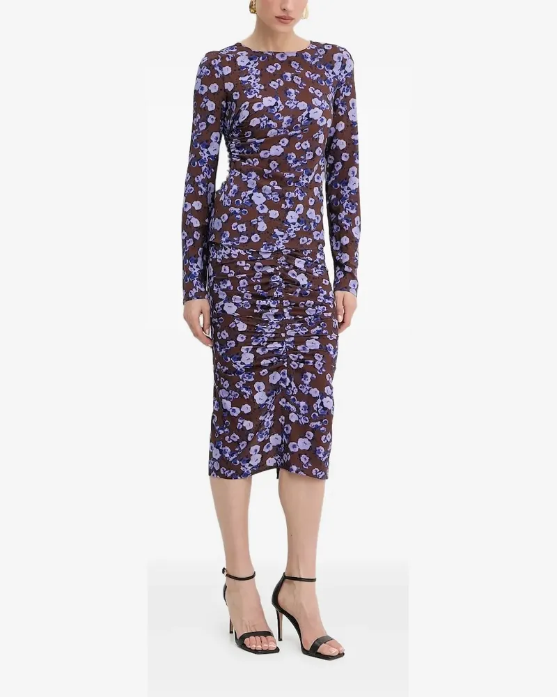 Patrizia Pepe Gerafftes Midikleid mit Blumen-Print - Braun Braun