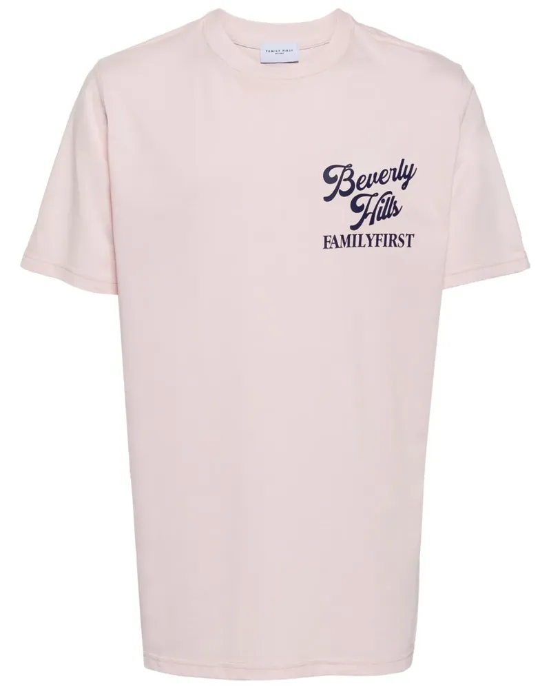 Family First T-Shirt mit Logo-Print - Rosa Rosa