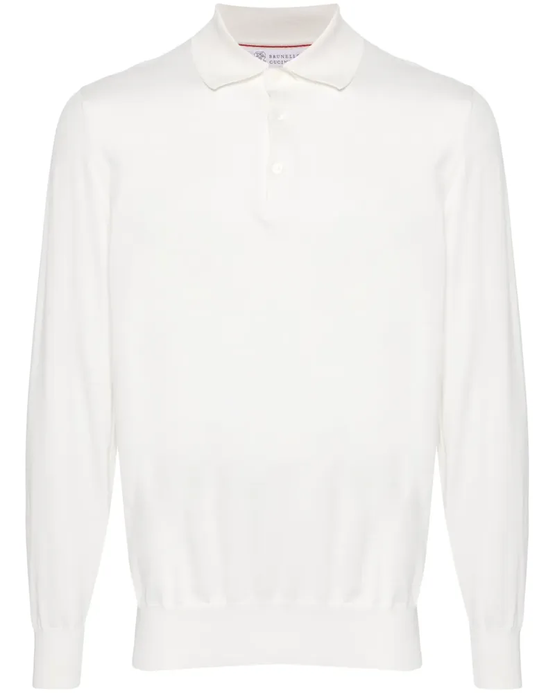Brunello Cucinelli Fein gestricktes Poloshirt - Weiß Weiß