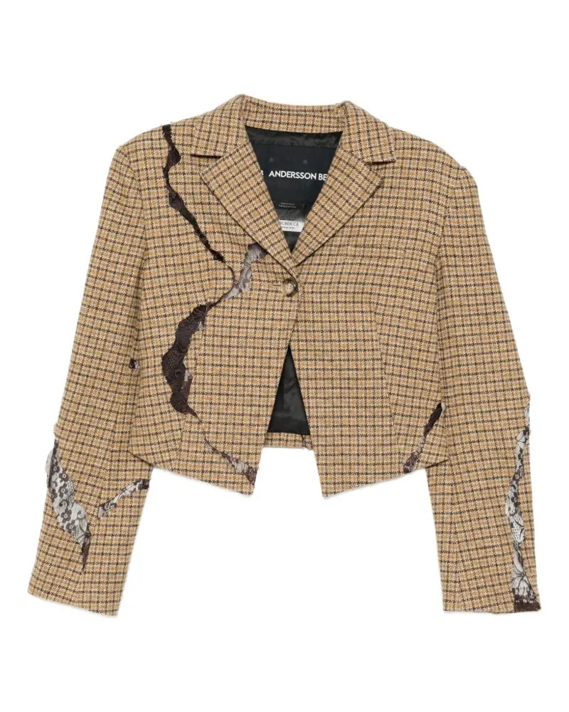 Andersson Bell plaid cut-out blazer - Nude Nude