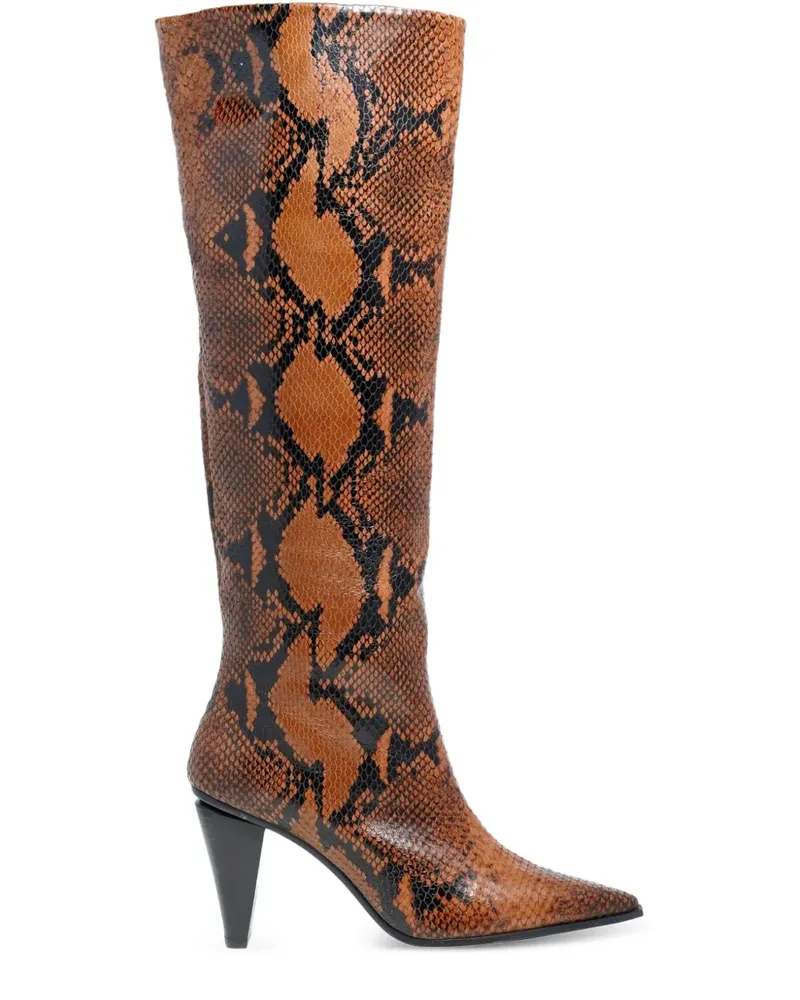 FESTA Milano Riva pointed-toe python-print boots - Braun Braun