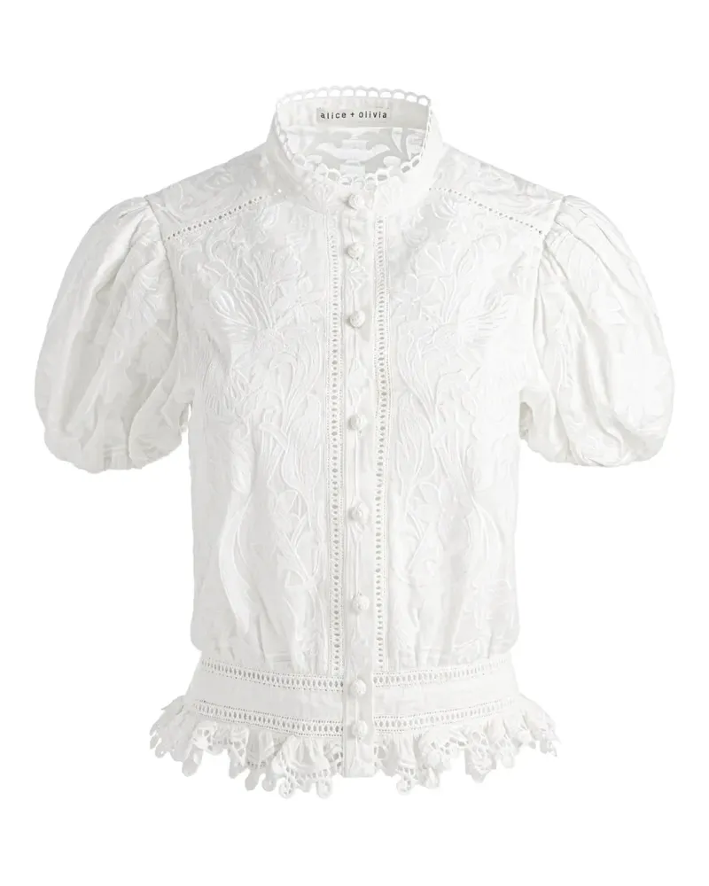 Alice + Olivia Loryn Bluse mit Spitzenbesatz - Weiß Weiß