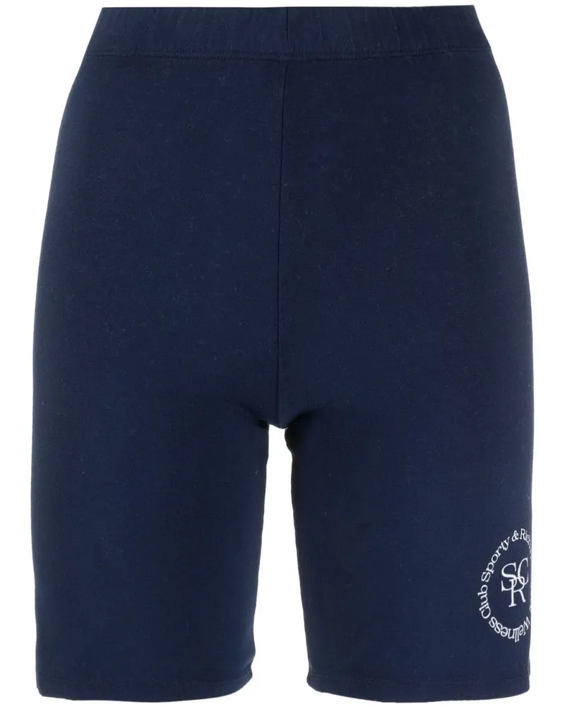 SPORTY & RICH Radlerhose mit Logo-Print - Blau Blau