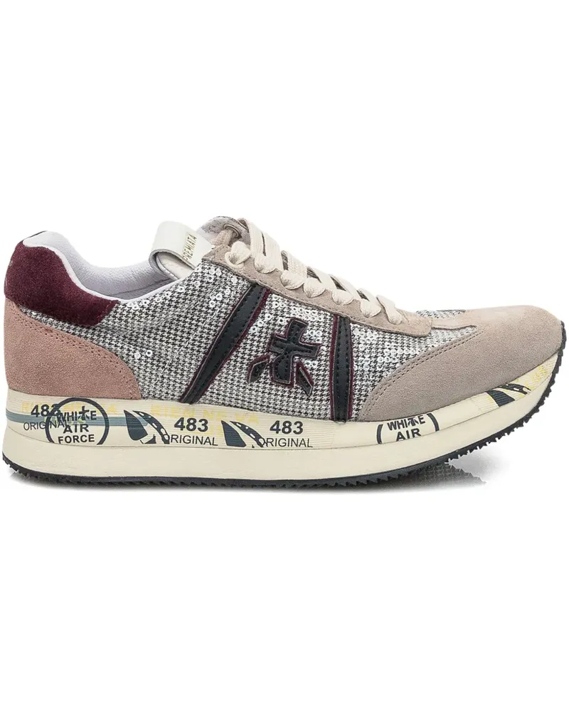 Premiata Sneakers mit Pailletten-Logo - Nude Nude