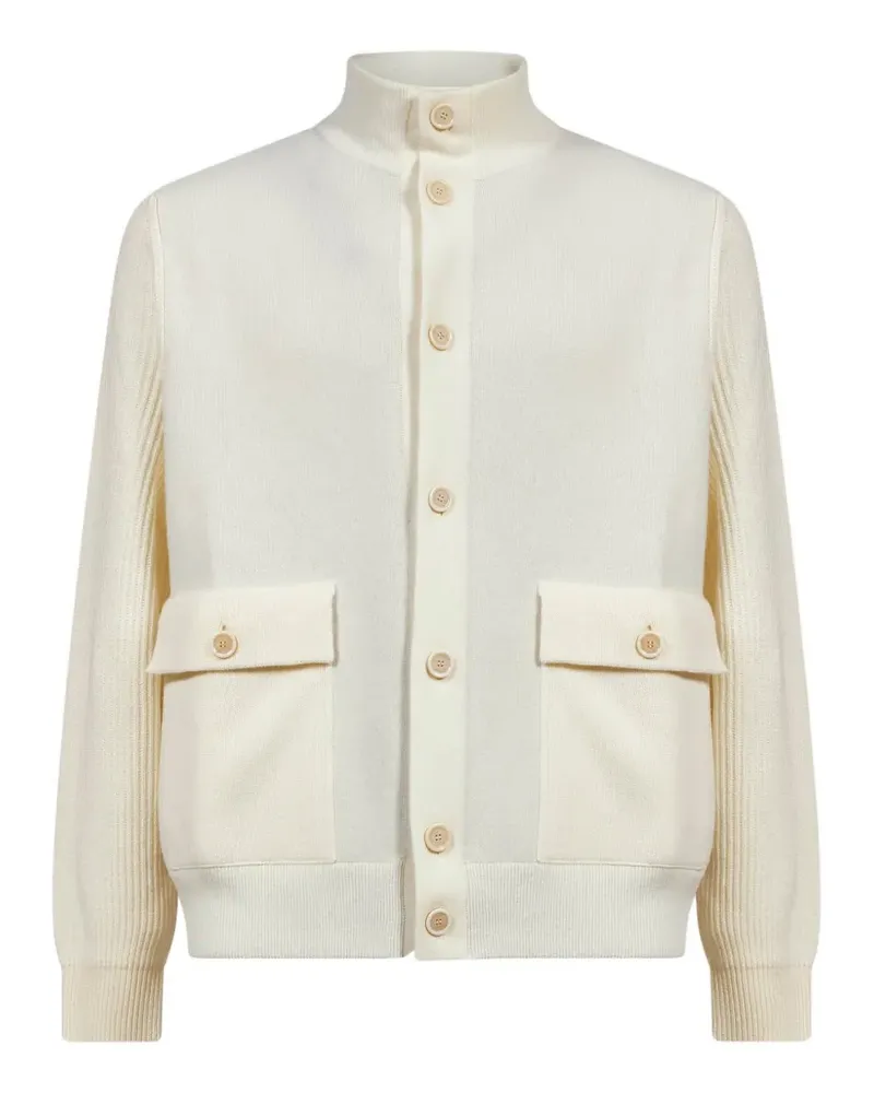 LARDINI ribbed-knit high-neck jacket - Nude Nude