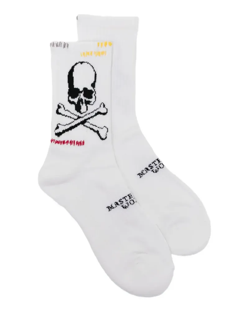 Mastermind World Socken mit Totenkopf-Motiv - Weiß Weiß