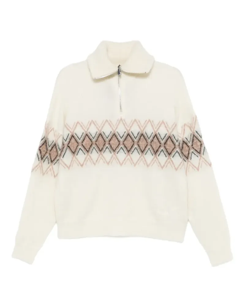 FUSALP Poloshirt mit Argyle-Muster und kurzem Reißverschluss - Nude Nude