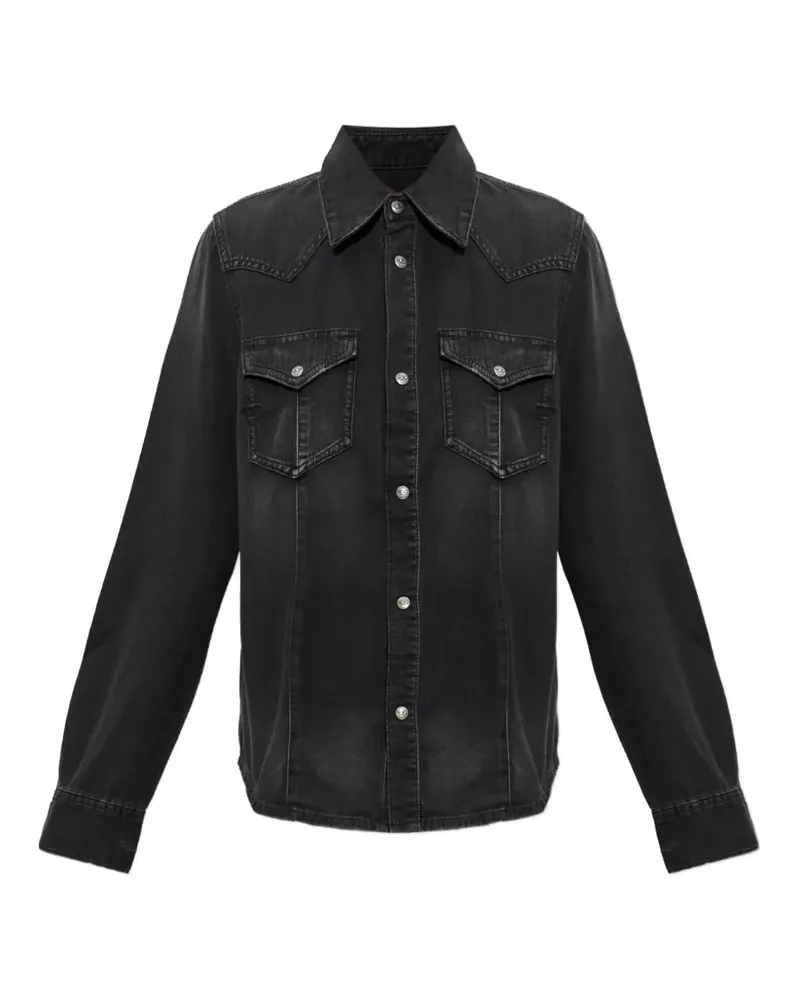 Diesel Western shirt in treated denim - Schwarz Schwarz