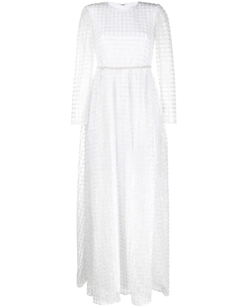 Self-Portrait Langärmeliges Kleid mit Pailletten - Weiß Weiß