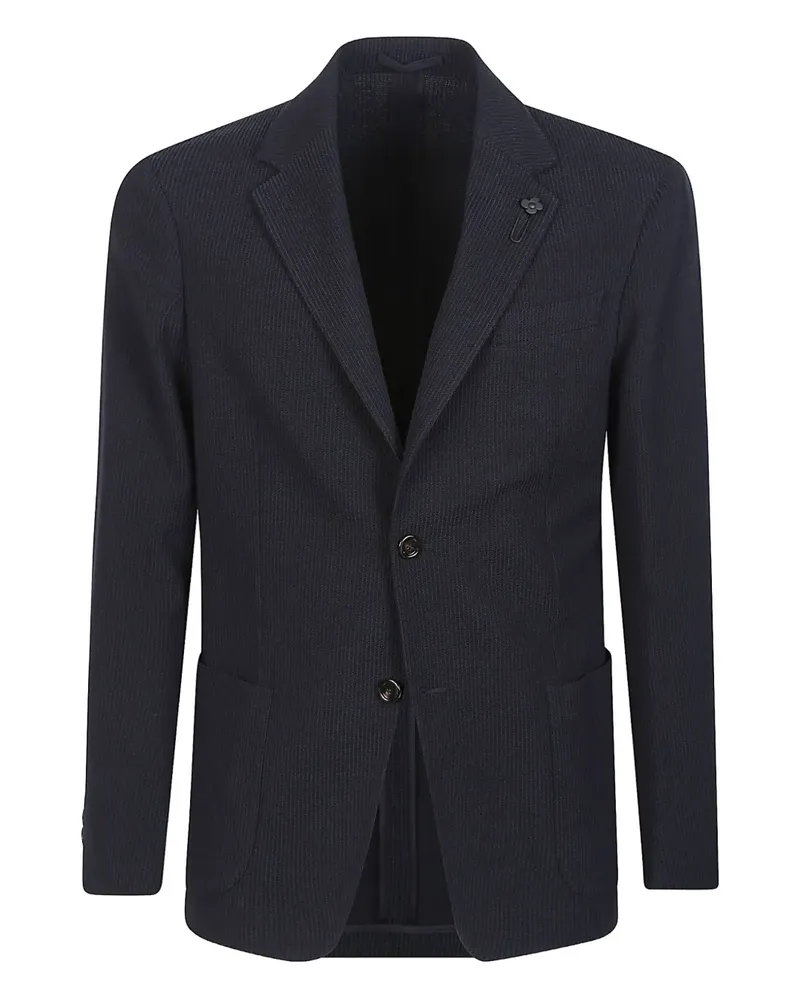 LARDINI striped patch-pocket blazer - Blau Blau