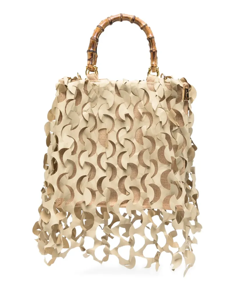 La Milanesa medium Oceano bamboo-handle tote bag - Nude Nude
