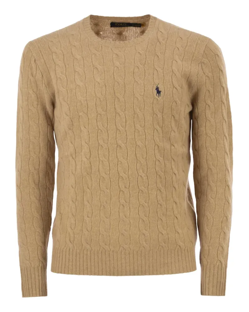 Ralph Lauren Pullover mit Zopfmuster und Logo-Stickerei - Nude Nude