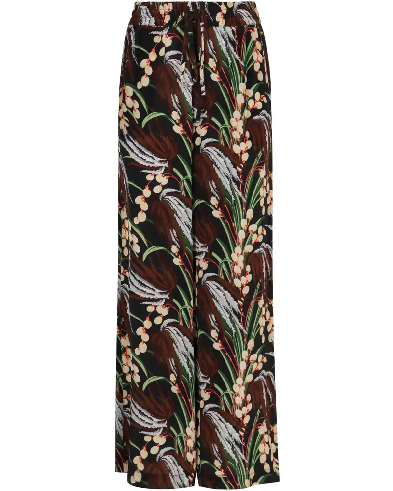 P.A.R.O.S.H. Hose mit Blumen-Print - Schwarz Schwarz