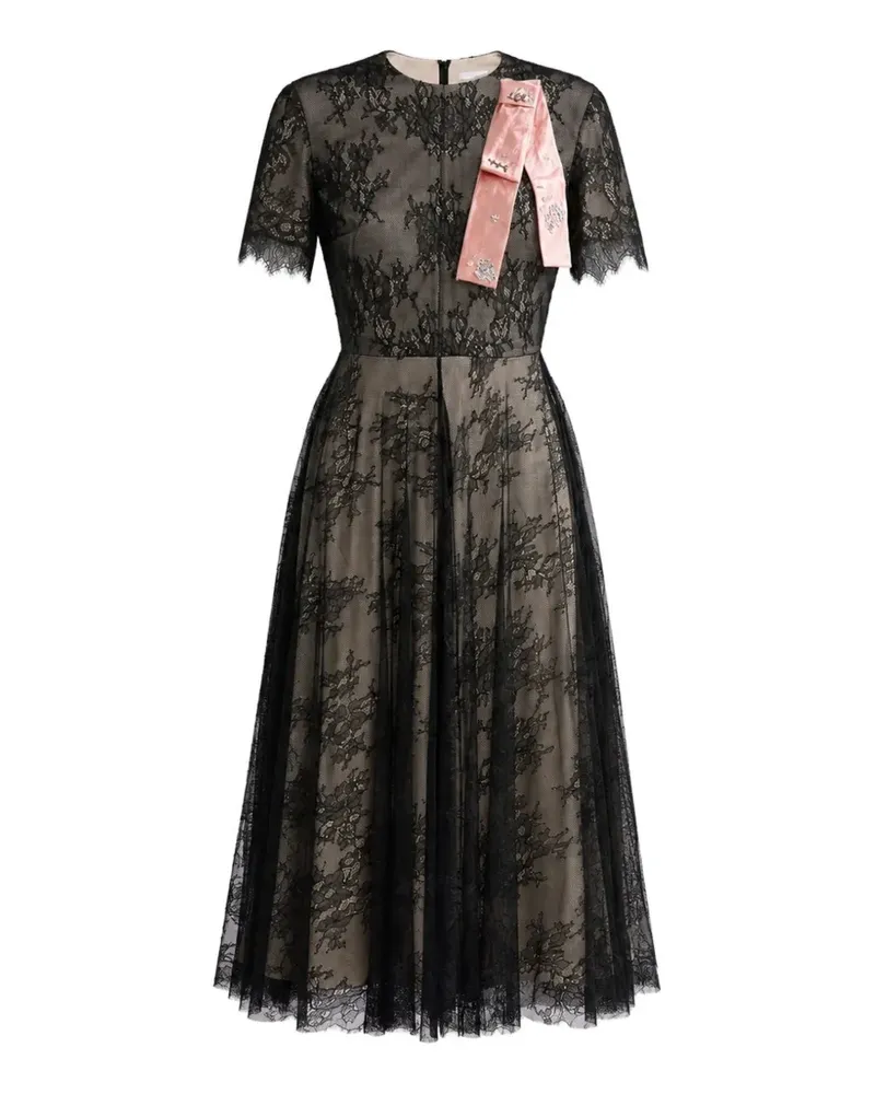 Erdem floral-lace short-sleeve midi dress - Schwarz Schwarz